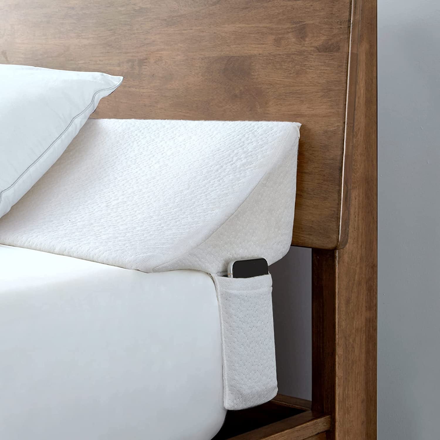 Queen Size Bed Wedge Pillow for Headboard Gap Filler Mattress Gap Filler (0-7") Sleep Backrest Pillow Between Mattress and Headboard White 60"x 10"x 6"