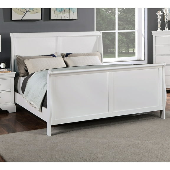 Queen Size Bed With White Headboard And Plywood Base Design Material In Color
