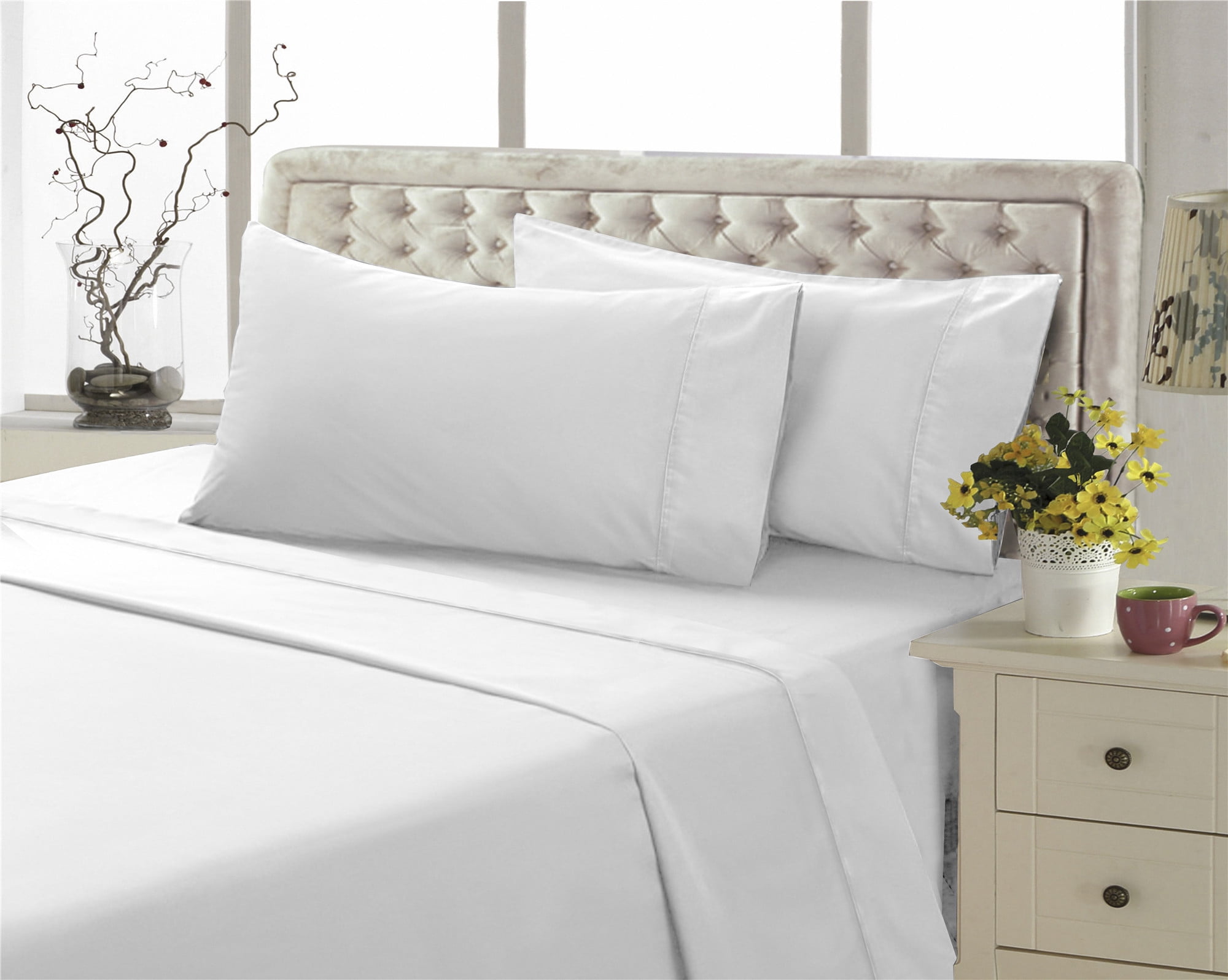 VÅRVIAL 4-piece sheet set, white, Queen - IKEA