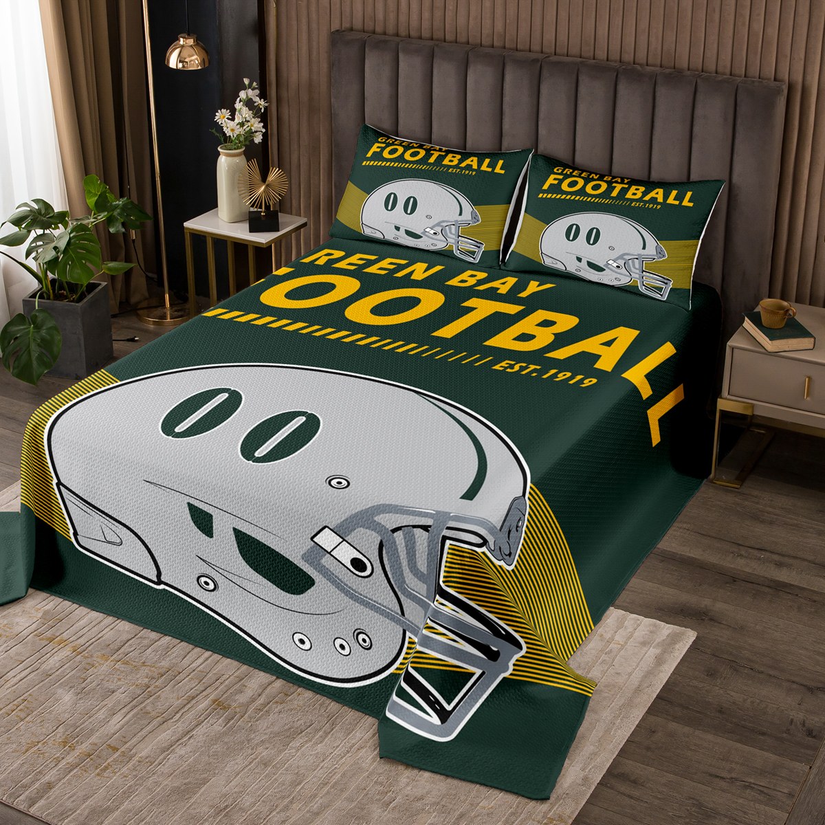 Queen Size Bedspread Set Boys Football Coverlet Set American Football