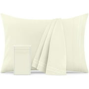 MAISON DE J Queen Size Beige Pillow Cases Set of 2 Soft Pillowcase Covers Machine Washable Protectors 20"x30"