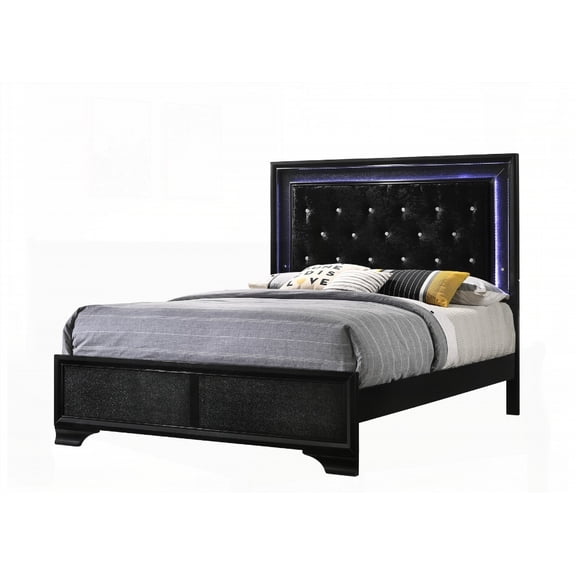 Queen Size Upholstered Metal Platform Bed Frame with Black Finish, No Box Spring Needed, Main Bedroom