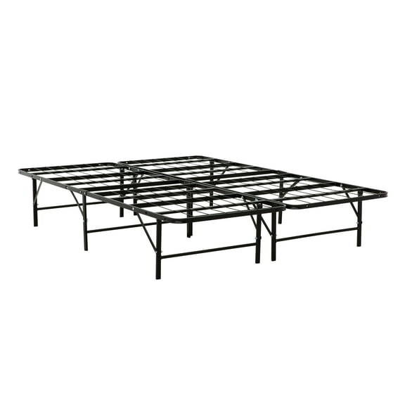 Queen Size Black Metal Bed Frame Foundation - 14" High Profile, Sturdy Steel, No Box Spring Needed, Under-Bed Storage, Modern Bedroom Furniture, Easy Assembly