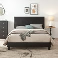 thumbnail image 1 of Queen Size Black PU Upholstered Platform Bed Frame with Wood Slat Support, Modern Style for Comfortable Bedrooms, 1 of 6