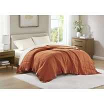 1 PCS Full/Queen Lightweight Down Alternative Blanket with Satin Trim Orange
