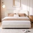 thumbnail image 1 of BERRY NEST Boucle Queen Size Bed Frame - Upholstered Bed Frame with Adjustable Headboard, Solid Wood Legs, Rounded Corners, Easy Assembly, Marshmallow BedFrame, Cream, 1 of 7
