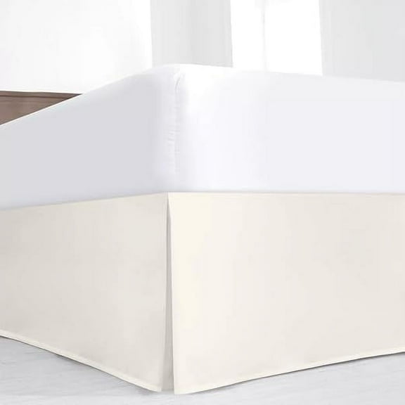 Queen Size Box Pleated Bedskirt - 100% Microfiber - 12" Deep Pocket - Hotel Quality Bedskirt - Ivory.