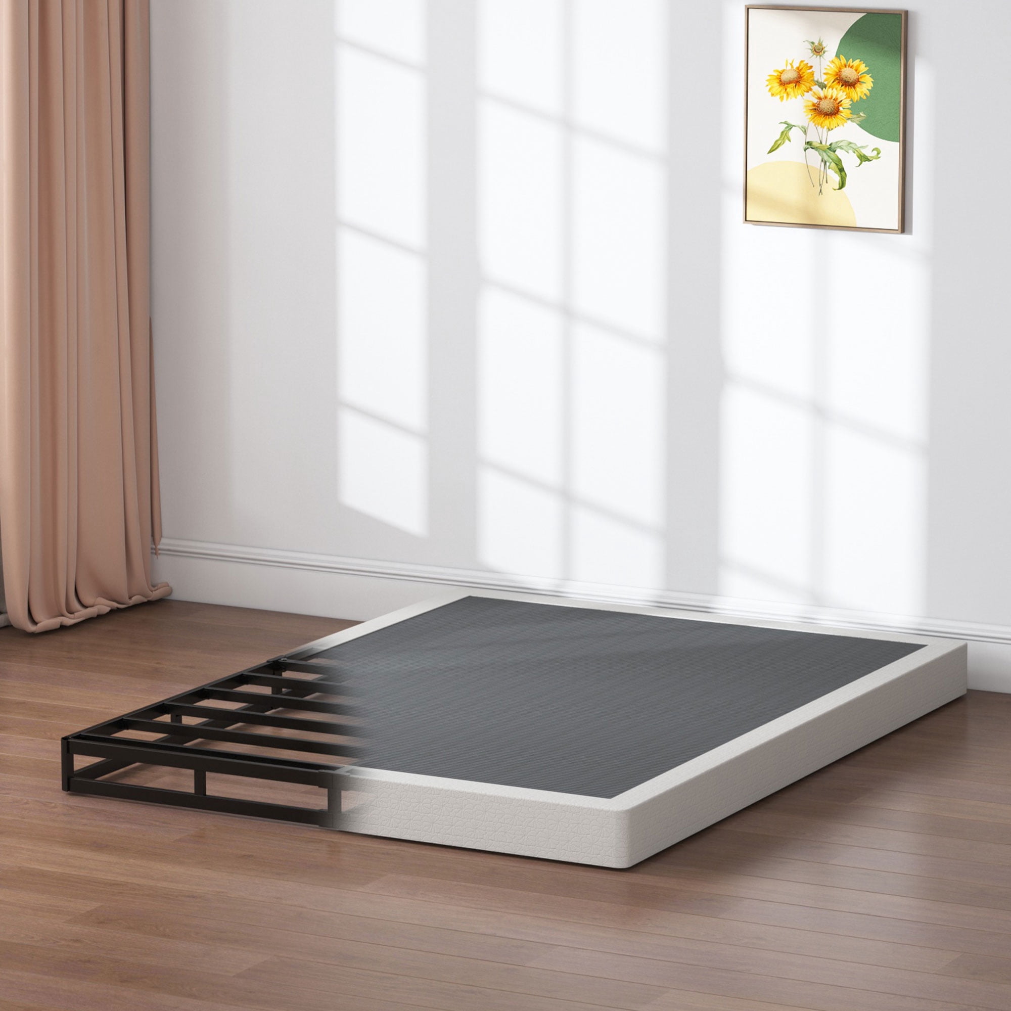 SHLAND Queen Box Spring, 5" Low Profile Heavy Duty Metal Mattress Foundation with Fabric Cover