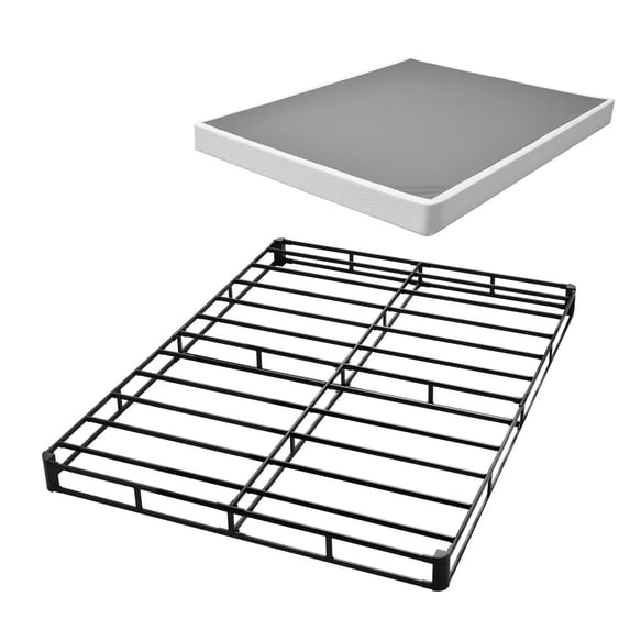 Heavy Duty Queen Size Box Spring Bed Frame, 3500 lbs Support, Metal Frame with Washable Cloth, 5” Mattress Base, Space Saving Design