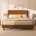 thumbnail image 1 of Queen Size Brown Boucle Upholstered Cloud Platform Bed Frame with Adjustable Headboard and Solid Wooden Legs, No Box Spring Needed, 1 of 8