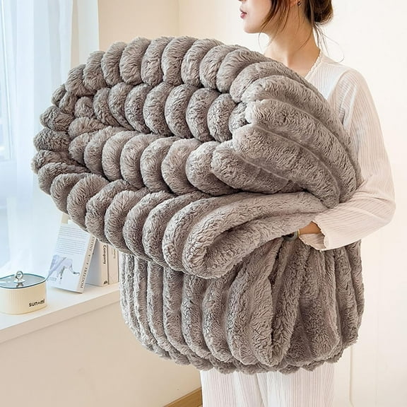 Queen Size Bubble Plush Flannel Blanket for Adults, Soft Fluffy Throw Blanket for Couch, Bed and Sofa, Thickened Cozy Warm Nap Blanket for Women