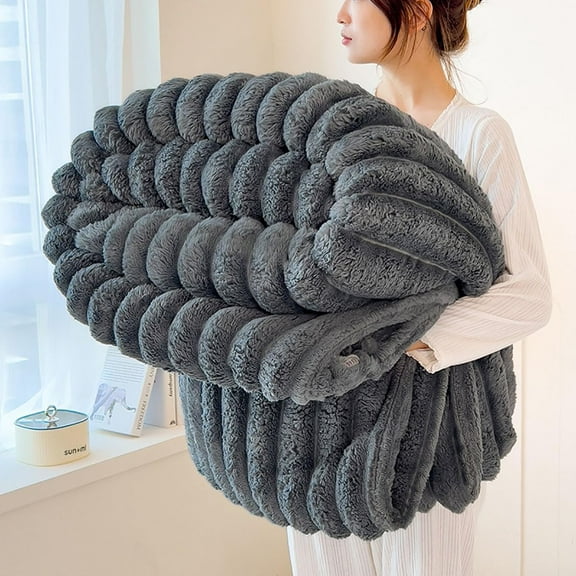 Queen Size Bubble Plush Flannel Blanket for Adults, Soft Fluffy Throw Blanket for Couch, Bed and Sofa, Thickened Cozy Warm Nap Blanket for Women