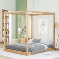 thumbnail image 1 of Queen Size Canopy Bed Frame,4-Post Canopy Platform Bed Frame with Headboard and Support Legs,Wood Full Bed Frame for Kids Teens Adults, No Box Spring Needed,Easy to Assemble,Natural, 1 of 9