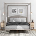 thumbnail image 1 of Queen Size Canopy Bed Frame, Wood Platform Bed  with Headboard and Support Legs, Modern Four Poster Bed for Children Teens Adults, Weight Capacity 550 Pounds, No Box Spring Needed, Grey, 1 of 8