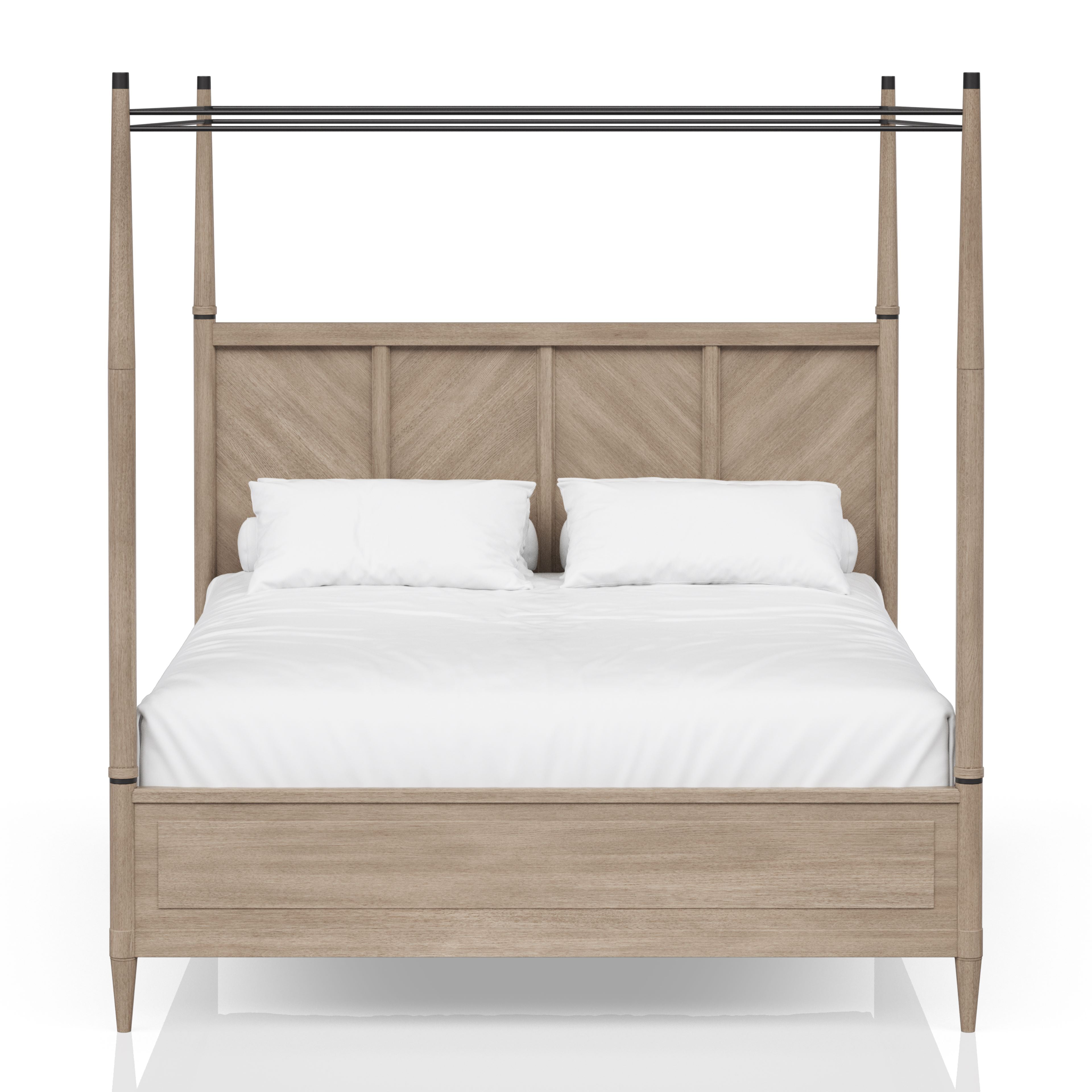 Queen Frame Queen Size Canopy Bed Frame with Sand Finish - Walmart.com