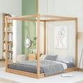 thumbnail image 1 of Queen Size Canopy Platform Bed with Support Legs, Four Corner Bed Mosquito Net Frame Bracket Fit for Wood Bed, Easy to Assemble, Natural, 1 of 9