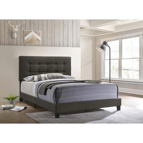 Queen Size Charcoal Bed For A Cozy Bedroom Feel Modern Panel Bed, Adds Character To