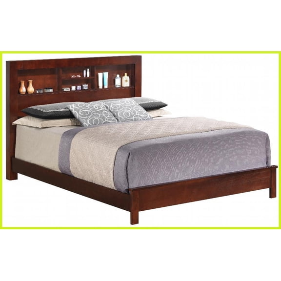 Queen Size Cherry Transitional Storage Bed with Ample Storage Cherry Finish Master Bedroom