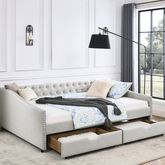 Queen Size - Comfortable Lounge - Indoor Living - Waved Shape Arms Design