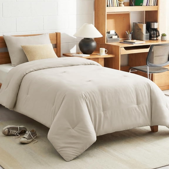 Queen Size Comforter Set 3 Pieces Breathable Quilted Bedding Soft Lightweight Down Alternative Comforter with 2 Pillowcases Dark Grey