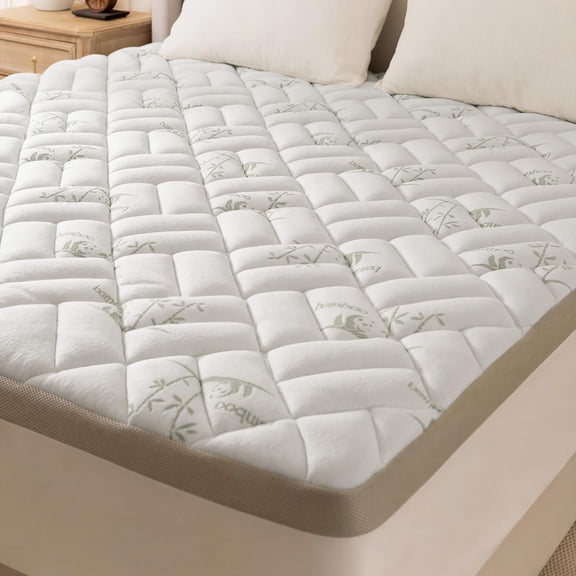 Queen Size Cooling Bamboo Viscose Mattress Topper with Deep Pocket Fit