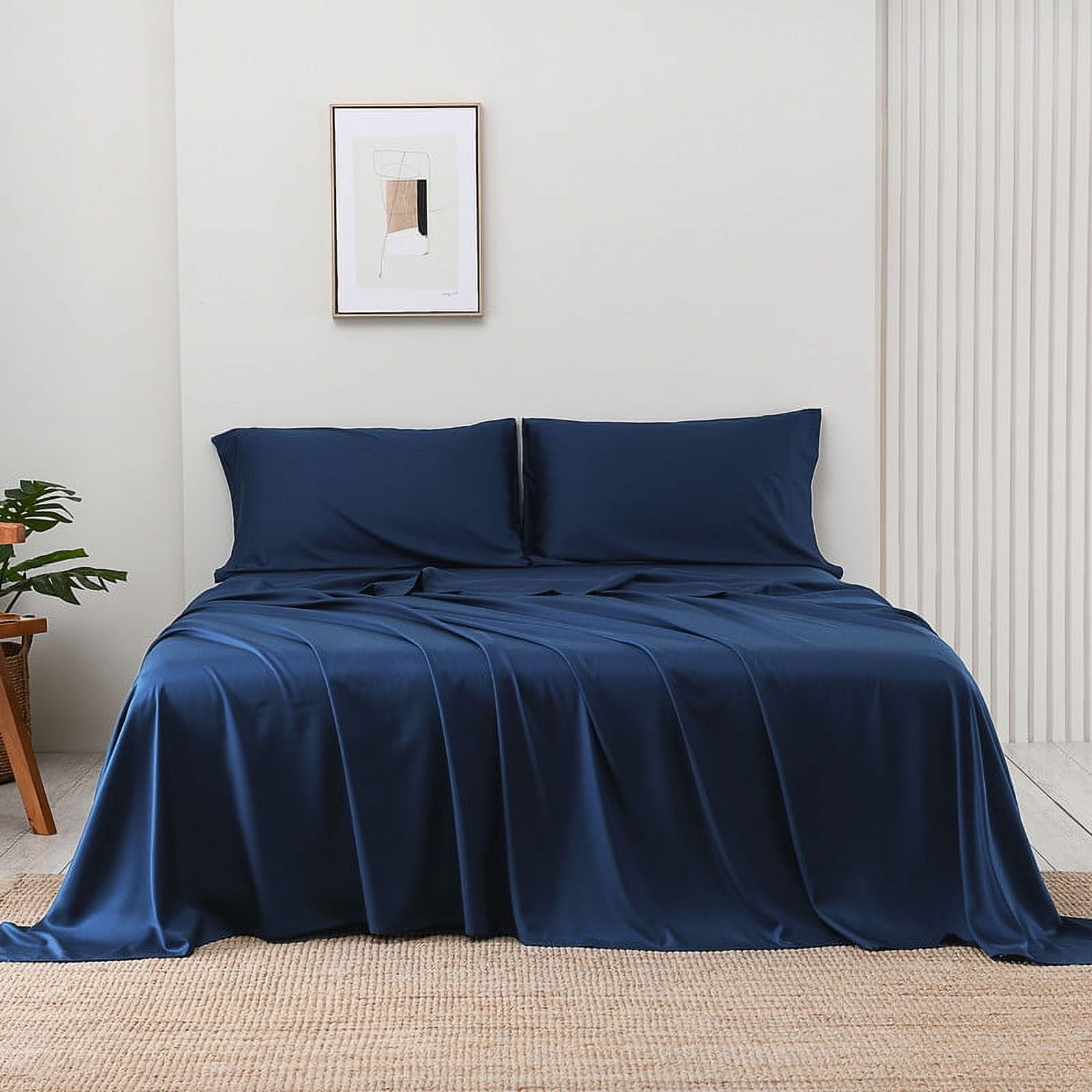 Queen Sheet Set, 100% Viscose Derived from Bamboo, Hotel Luxury Silky ...