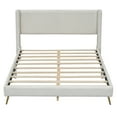 thumbnail image 1 of Queen Size Corduroy Platform Bed with Metal Legs, Beige(old sku:WF300238AAA), 1 of 6