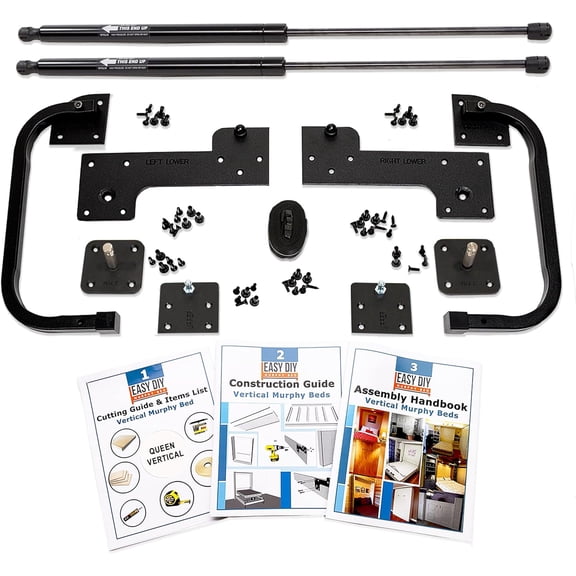 Queen Size DIY Murphy Bed Hardware Kit Vertical Wall for Space-Saving - Budget-Friendly Setup -Made in USA -Hide Away Design with Lift Mechanism Pull Down