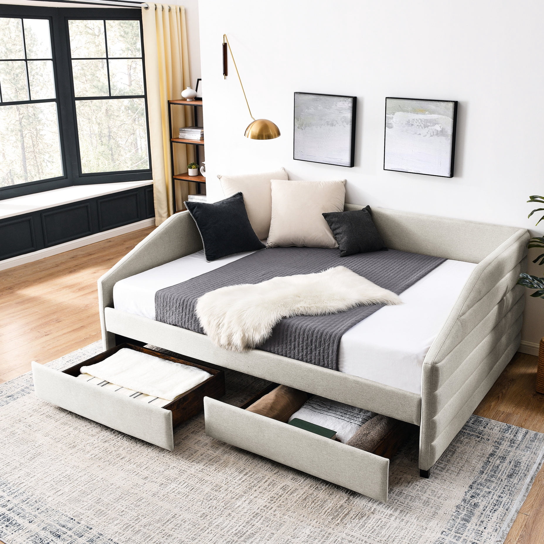 Queen Size Daybed with Trundle | Classic Style for Bed Chambers, Space ...