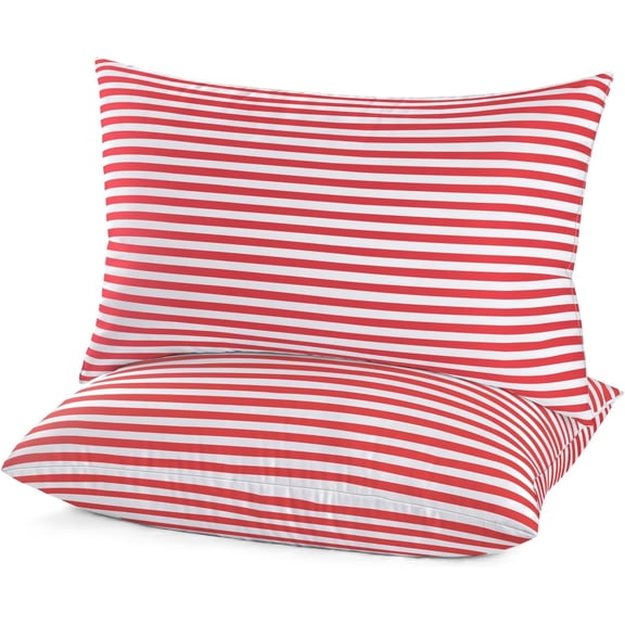 Queen Size Down Alternative Microfiber Bed Pillows 20 x 30 Inches Red (Pack of 2)