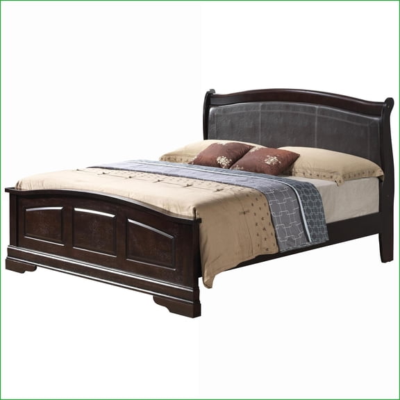 Queen Size Durable Classic Platform Bed Frame - Warm Cappuccino Finish for Master Bedroom