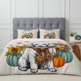 thumbnail image 1 of Queen Size Duvet Cover 4 Piece Bedding Set Hello Fall Words White Dog Bed Sheet Sets Soft Microfiber Comforter Cover with Flat Sheet 2 Pillow Shams, 1 of 9