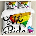 thumbnail image 1 of Queen Size Duvet Cover Set, Vibrant Big and Little Hearts, Love and Pride, Decorative 3 Piece Bedding Set with 2 Pillow Shams, Multicolor, by Ambesonne, 1 of 2