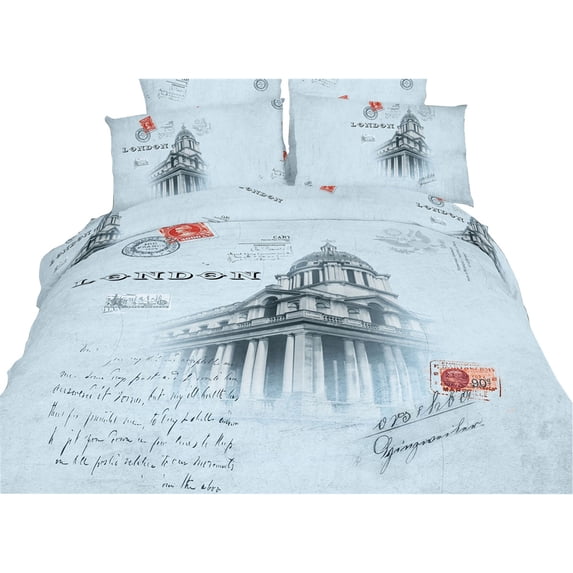 Queen Size Duvet Cover Sheets Set - London