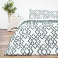 thumbnail image 1 of Queen Size Duvet Cover, Soft, Breathable 3 Pieces Bedding Set with Zipper Closure, 8 Corner Ties, 2 Pillow Shams, 1 Duvet Cover for All Seasons (Queen, 90X90 Inches, White & Green-No Comforter), 1 of 7