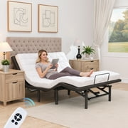 HSUNNS Adjustable Bed Frame, Queen Size Electric Ergonomic Platform Bed Frame with Wired Remote Head and Foot Incline 14" High Foldable Metal, Dual Motor No Box Spring Required, Black