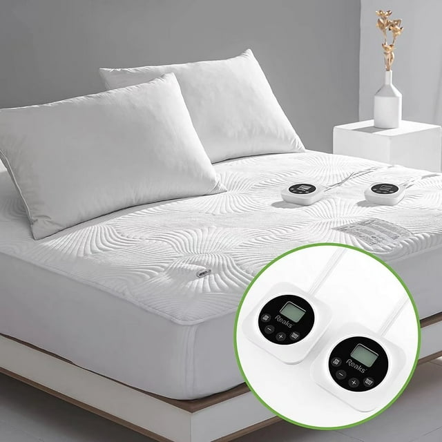 Queen Size Electric Zoned Heated Mattress Pad Cover Dual Control