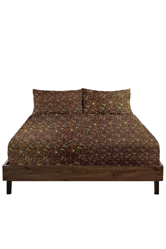 Queen Size Extra Deep Pockets Fitted Sheet Only - 700-Thread Count 100% Pure Egyptian Cotton, 30 inches Deep Pockets Fitted Sheet, Soft, Sateen Weave - Leopard Print Color