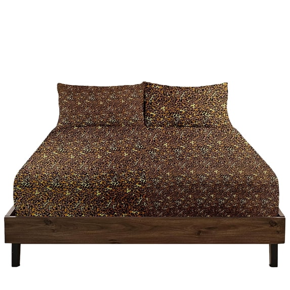 Queen Size Extra Deep Pockets Fitted Sheet Only - 700-Thread Count 100% Pure Organic Cotton, 30 inches Deep Pockets Fitted Sheet, Soft, Sateen Weave - Leopard Print Color