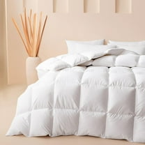 Queen Size Feather Down Fiber Comforter Ultra Fluffy Duvet Insert, All Season White Cotton Cover Luxury Hotel Bed Comforter with Corner Tabs, 90x90 Inch