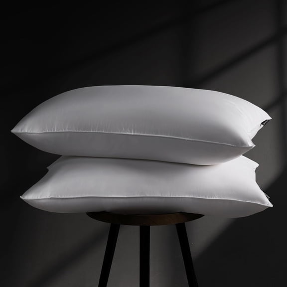 Queen Size Firm Feather Down Pillow Set of 2 for Side Sleepers