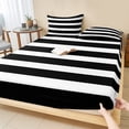 thumbnail image 1 of Queen Size Fitted Sheet Set - Black Striped 3 Piece Bedding Sets 16" Deep Pocket Fitted Sheet with 2 Pillowcases, Modern Simple Monochrome Geometric White Brushed Microfiber Hotel Luxury Bed Sheets, 1 of 9
