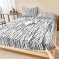 thumbnail image 1 of Queen Size Fitted Sheet Set - Black and White 3 Piece Bedding Sets 16" Deep Pocket Fitted Sheet with 2 Pillowcases, Modern Striped Geometric Abstract Art Brushed Microfiber Hotel Luxury Bed Sheets, 1 of 9
