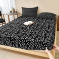 thumbnail image 1 of Queen Size Fitted Sheet Set - Black White Striped 3 Piece Bedding Sets 16" Deep Pocket Fitted Sheet with 2 Pillowcases, Abstract Modern Art Irregular Stripe Brushed Microfiber Hotel Luxury Bed Sheets, 1 of 9