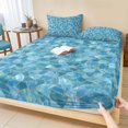 thumbnail image 1 of Queen Size Fitted Sheet Set - Blue Geometric 3 Piece Bedding Sets 16" Deep Pocket Fitted Sheet with 2 Pillowcases, Country Chic Abstract Gradient Motifs Brushed Microfiber Hotel Luxury Bed Sheets, 1 of 9