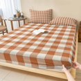 thumbnail image 1 of Queen Size Fitted Sheet Set - Dark Orange Checkered 3 Piece Bedding Sets 16" Deep Pocket Fitted Sheet with 2 Pillowcases, Fall Farmhouse Buffalo Plaid Linen Brushed Microfiber Hotel Luxury Bed Sheets, 1 of 9