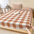 thumbnail image 1 of Queen Size Fitted Sheet Set - Dark Orange Checkered 3 Piece Bedding Sets 16" Deep Pocket Fitted Sheet with 2 Pillowcases, Fall Farmhouse Rustic Buffalo Plaid Brushed Microfiber Hotel Bed Sheets, 1 of 8
