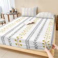 thumbnail image 1 of Queen Size Fitted Sheet Set - Modern Bohemia 3 Piece Bedding Sets 16" Deep Pocket Fitted Sheet with 2 Pillowcases, Spring Floral Leaves Lines Simple Rustic Brushed Microfiber Hotel Luxury Bed Sheets, 1 of 9