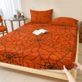 thumbnail image 1 of Queen Size Fitted Sheet Set - Orange Halloween 3 Piece Bedding Sets 16" Deep Pocket Fitted Sheet with 2 Pillowcases, Black Spiders Net Classic Gingham Brushed Microfiber Hotel Luxury Bed Sheets, 1 of 9