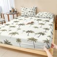 thumbnail image 1 of Queen Size Fitted Sheet Set - Palm Trees 3 Piece Bedding Sets 16" Deep Pocket Fitted Sheet with 2 Pillowcases, Green Botanical Summer Tropical Plants Brushed Microfiber Hotel Luxury Bed Sheets, 1 of 9